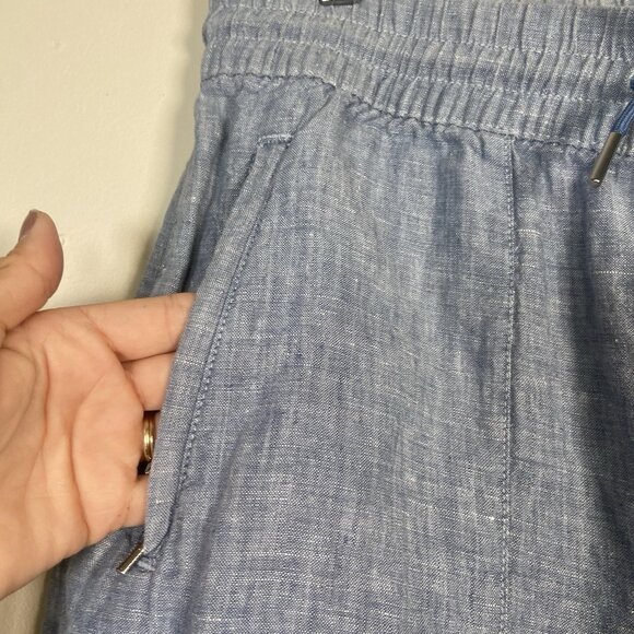 Athleta Cabo Linen Jogger Pants Chambray Blue Size 10 T Tall Athleisure Sporty - Picture 4 of 9